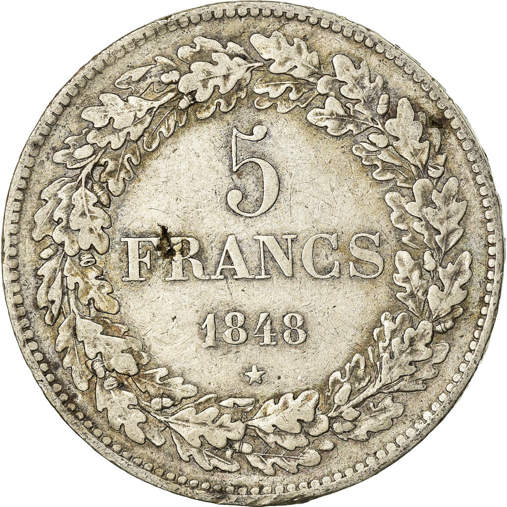 Coin, Belgium, Leopold I, 5 Francs, 5 Frank, 1848, VF(30-35), Silver, KM:3.2