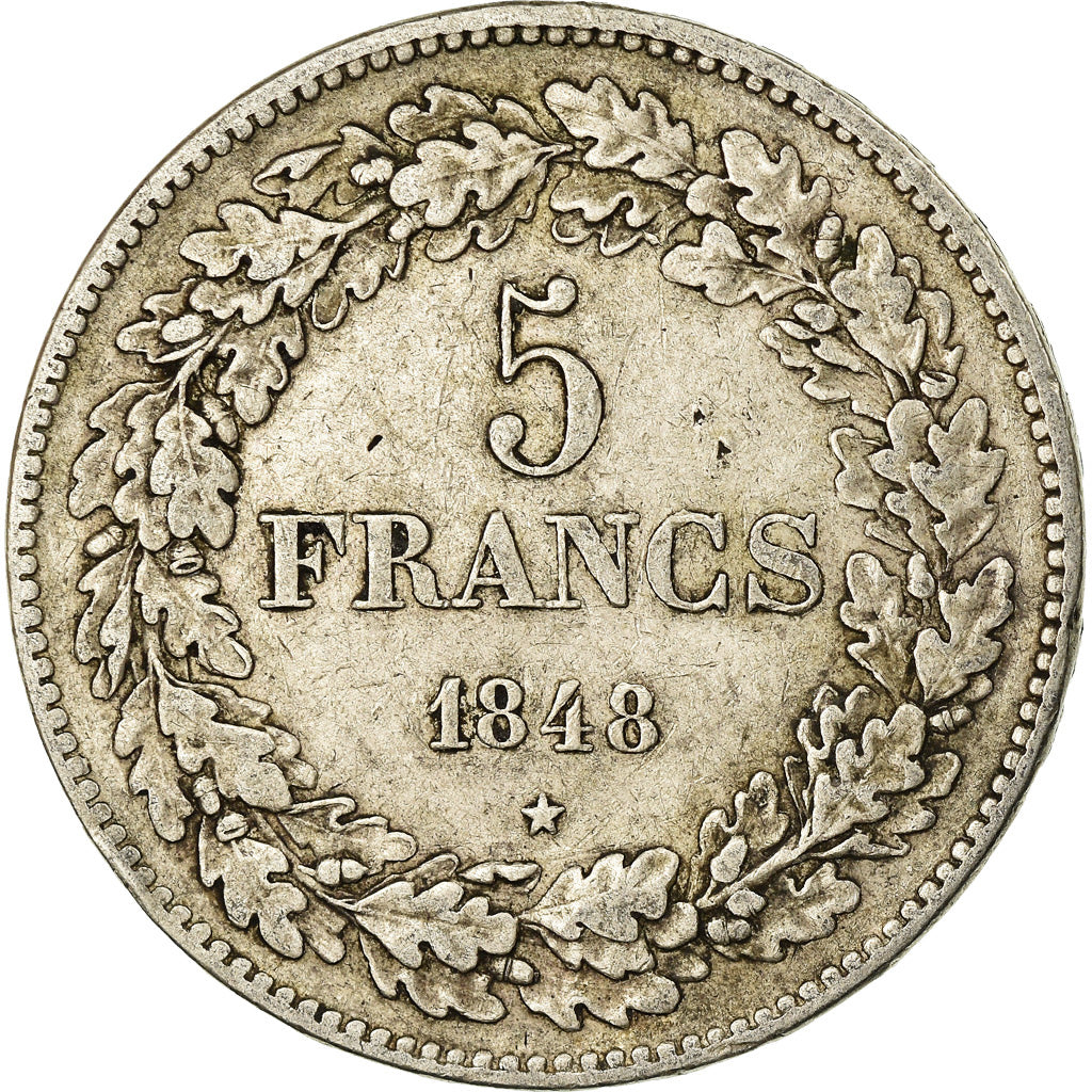 Coin, Belgium, Leopold I, 5 Francs, 5 Frank, 1848, VF(30-35), Silver, KM:3.2