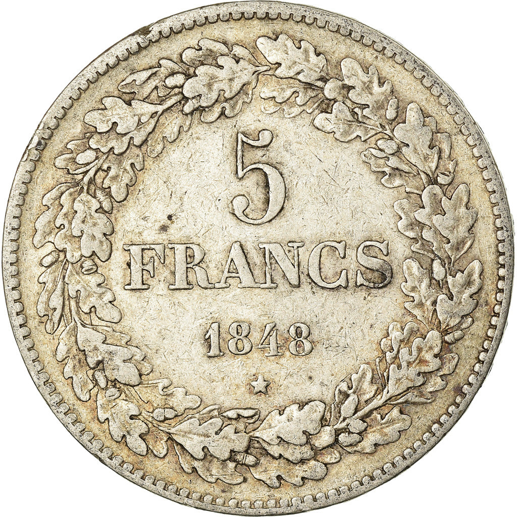 Coin, Belgium, Leopold I, 5 Francs, 5 Frank, 1848, VF(30-35), Silver, KM:3.2