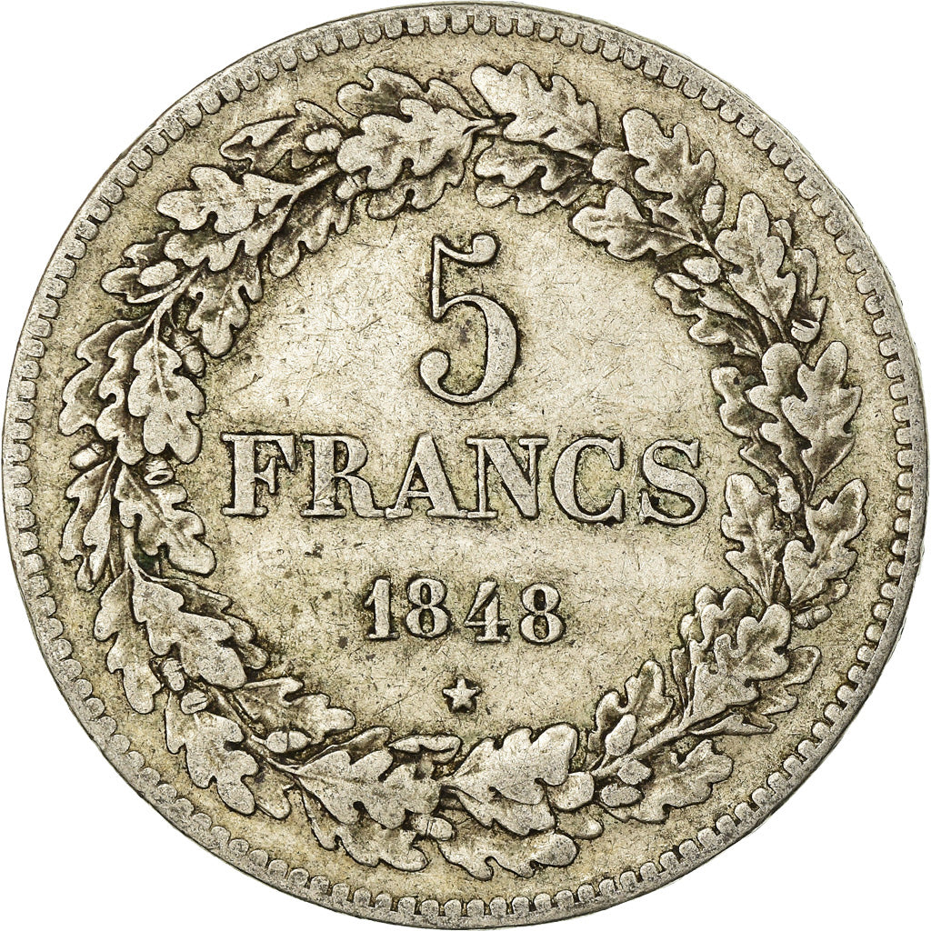 Coin, Belgium, Leopold I, 5 Francs, 5 Frank, 1848, VF(30-35), Silver, KM:3.2