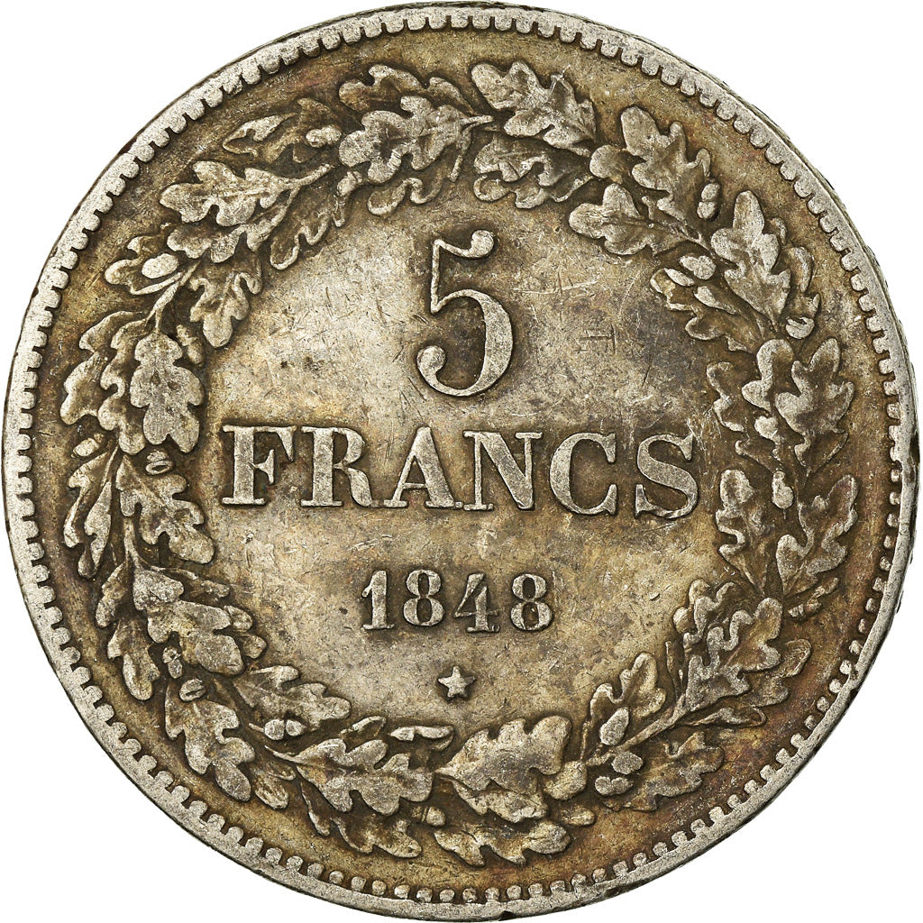 Coin, Belgium, Leopold I, 5 Francs, 5 Frank, 1848, VF(20-25), Silver, KM:3.2