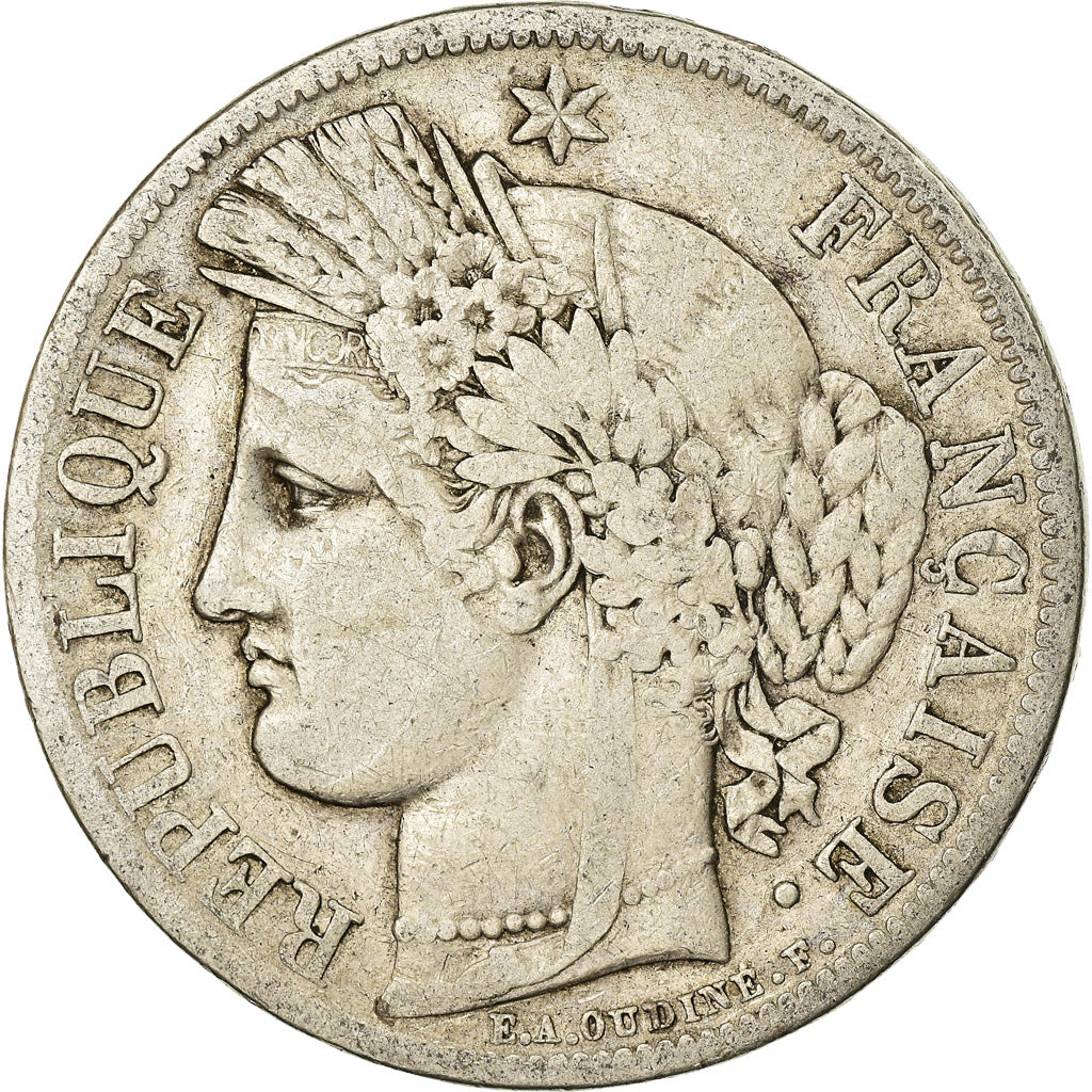 Coin, France, Cérès, 5 Francs, 1849, Paris, VF(30-35), Silver, KM:761.1
