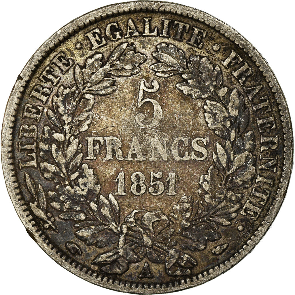 Coin, France, Cérès, 5 Francs, 1851, Paris, VF(20-25), Silver, KM:761.1