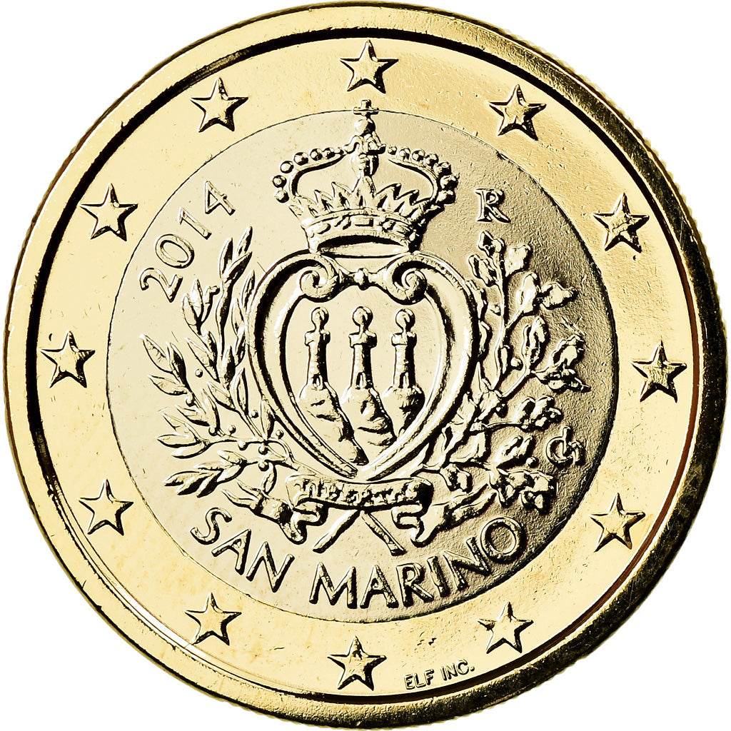 San Marino, Euro, 2014, gold-plated coin, SPL, Bi-metallico, KM:New