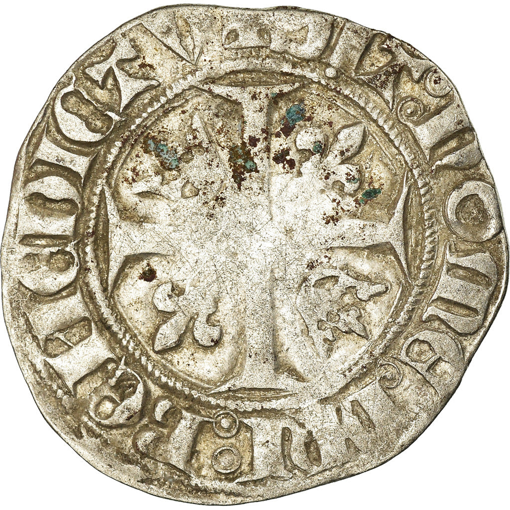 Moneta, Francja, Charles VI, Blanc Guénar, Romans, F(12-15), Bilon