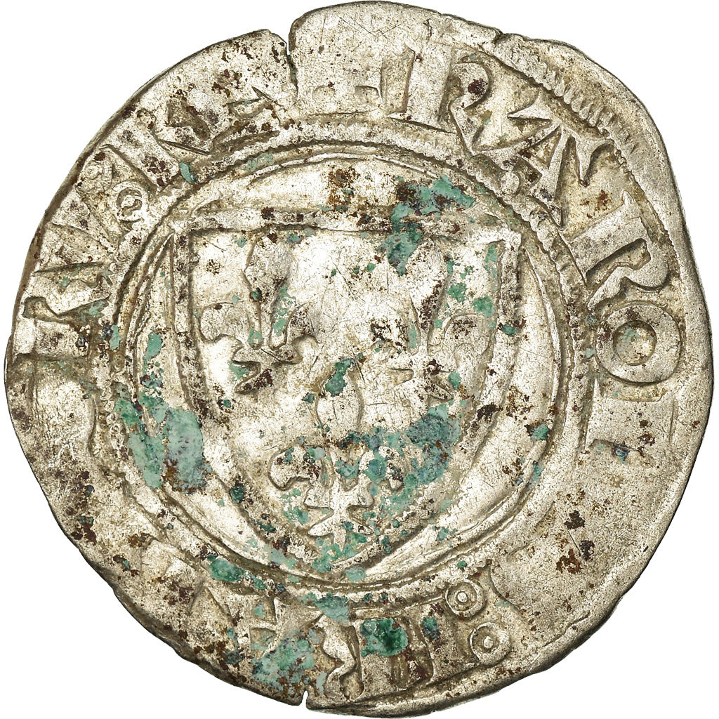 Coin, France, Charles VI, Blanc Guénar, Romans, VF(20-25), Billon