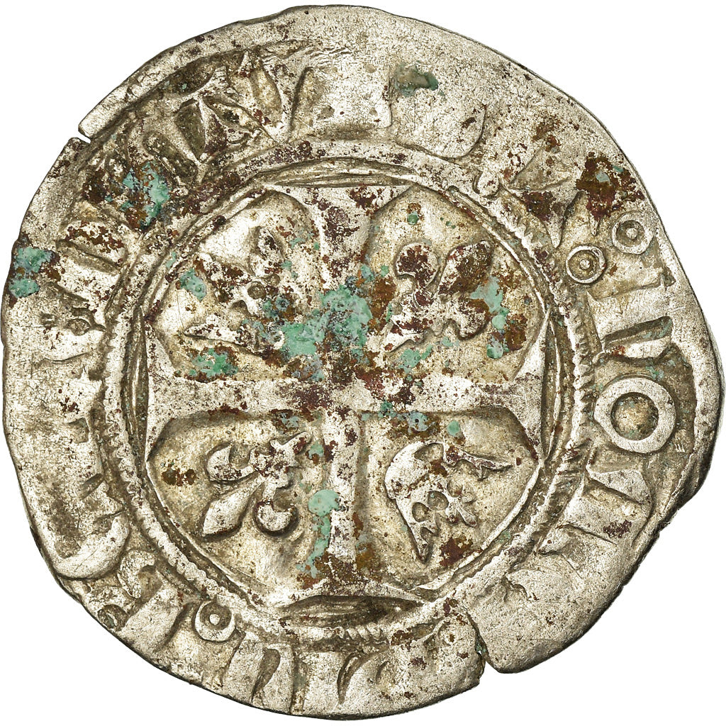 Coin, France, Charles VI, Blanc Guénar, Romans, VF(20-25), Billon