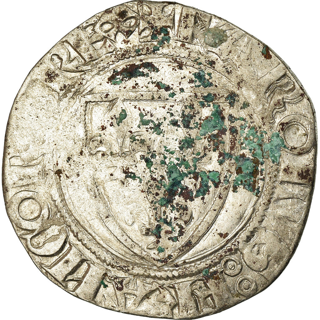 Coin, France, Charles VI, Blanc Guénar, Romans, VF(20-25), Billon