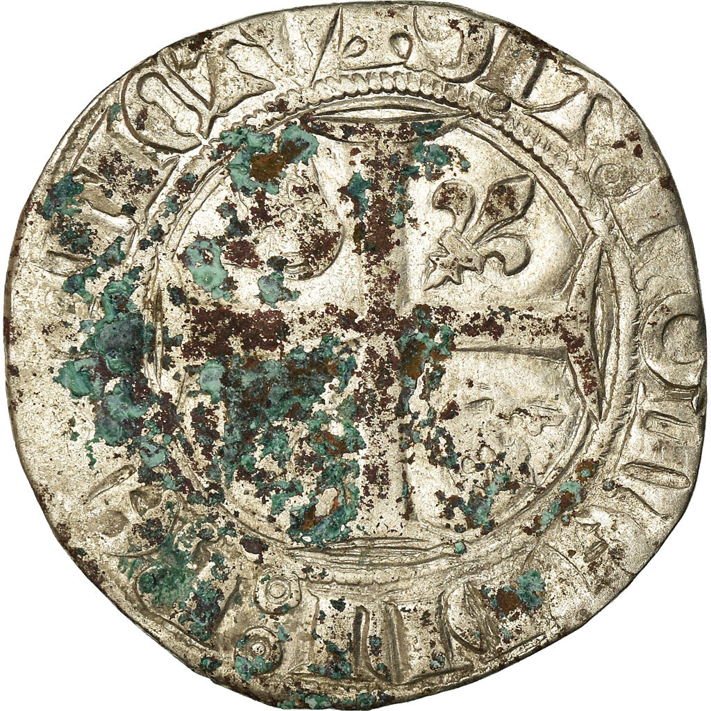 Coin, France, Charles VI, Blanc Guénar, Romans, VF(20-25), Billon