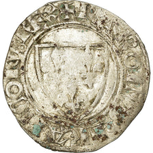 Coin, France, Charles VI, Blanc Guénar, Romans, VF(30-35), Billon