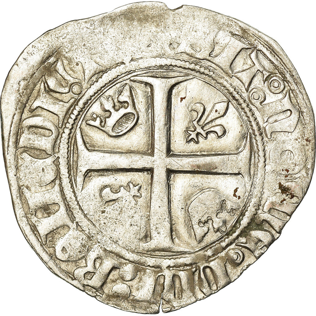 Coin, France, Charles VI, Blanc Guénar, Saint-Quentin, VF(30-35), Billon