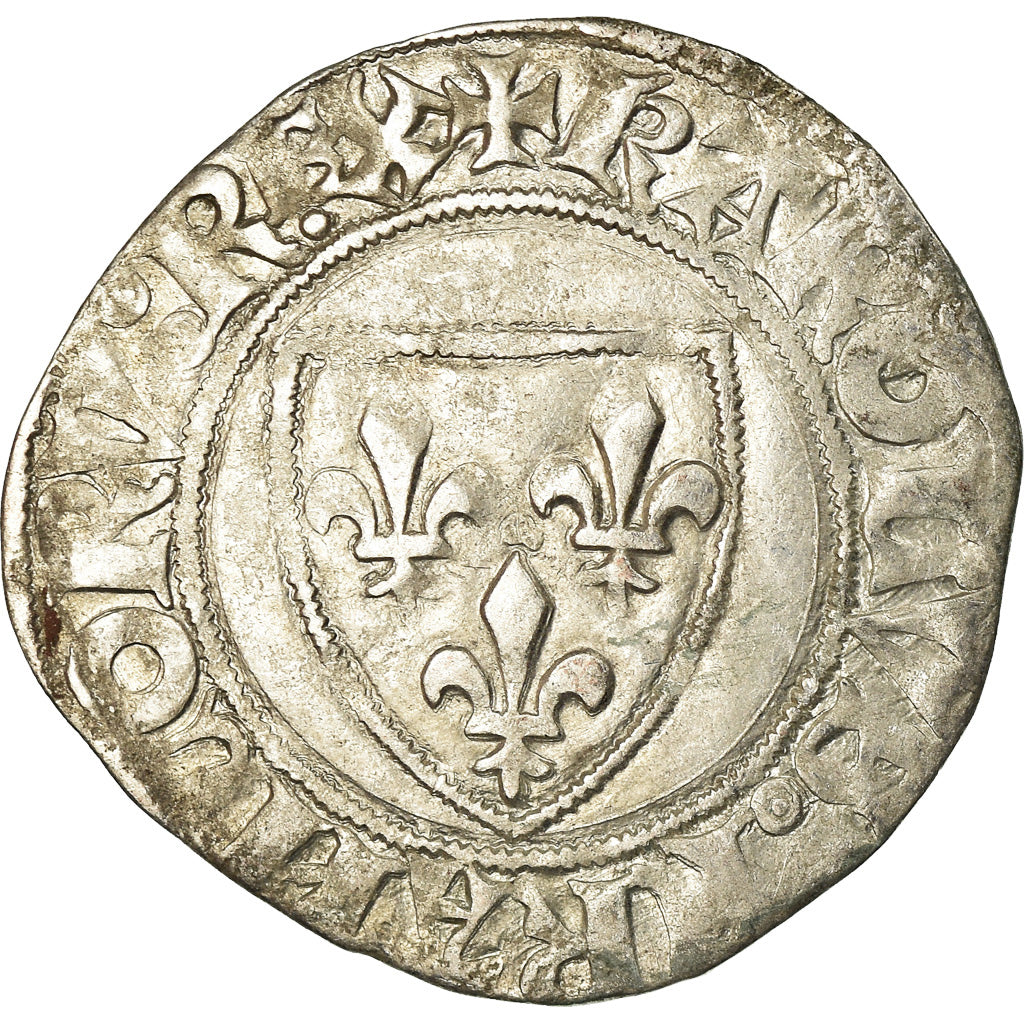Coin, France, Charles VI, Blanc Guénar, Saint-Quentin, EF(40-45), Billon