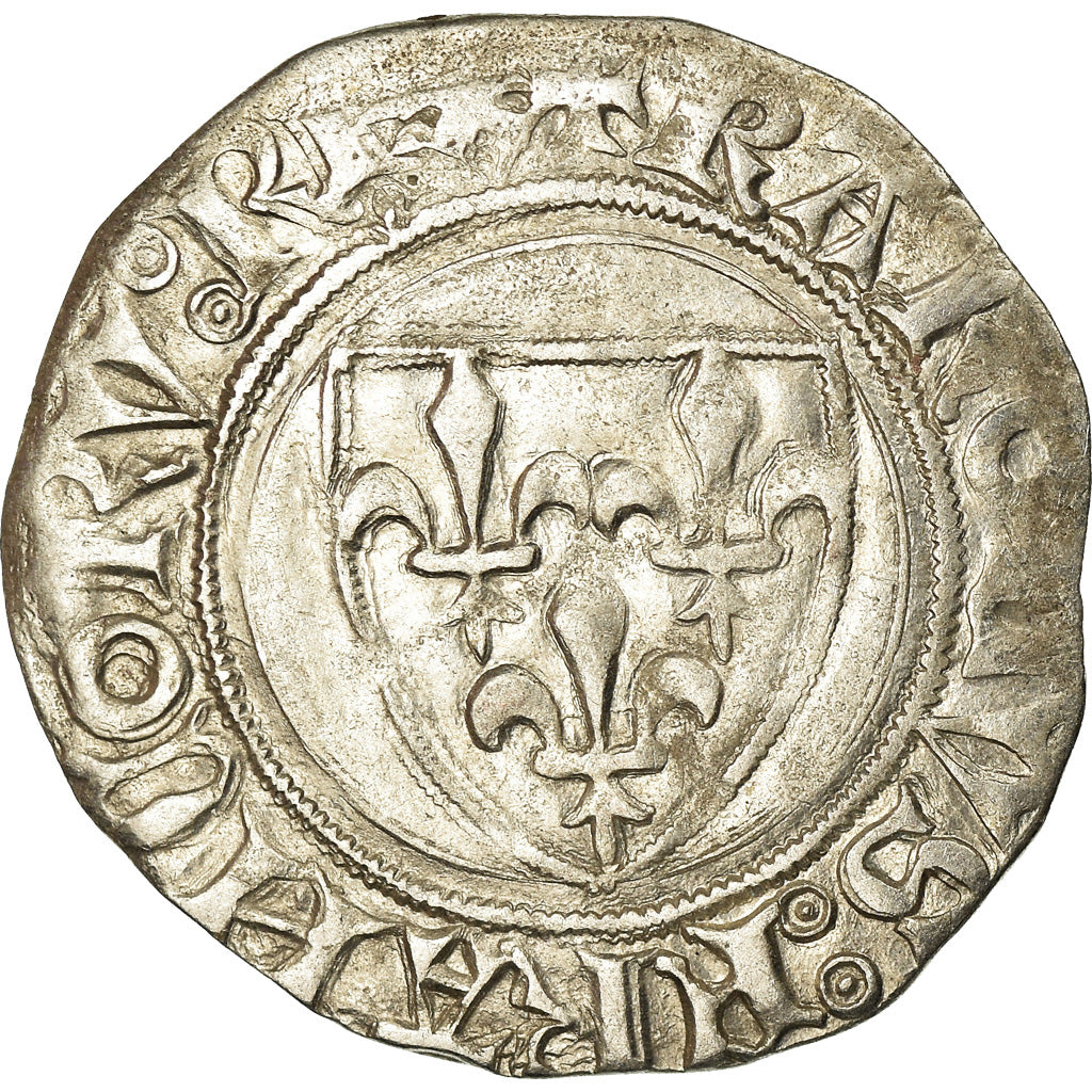 Coin, France, Charles VI, Blanc Guénar, Saint-Quentin, EF(40-45), Billon