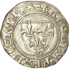 Coin, France, Charles VI, Blanc Guénar, Saint-Quentin, EF(40-45), Billon