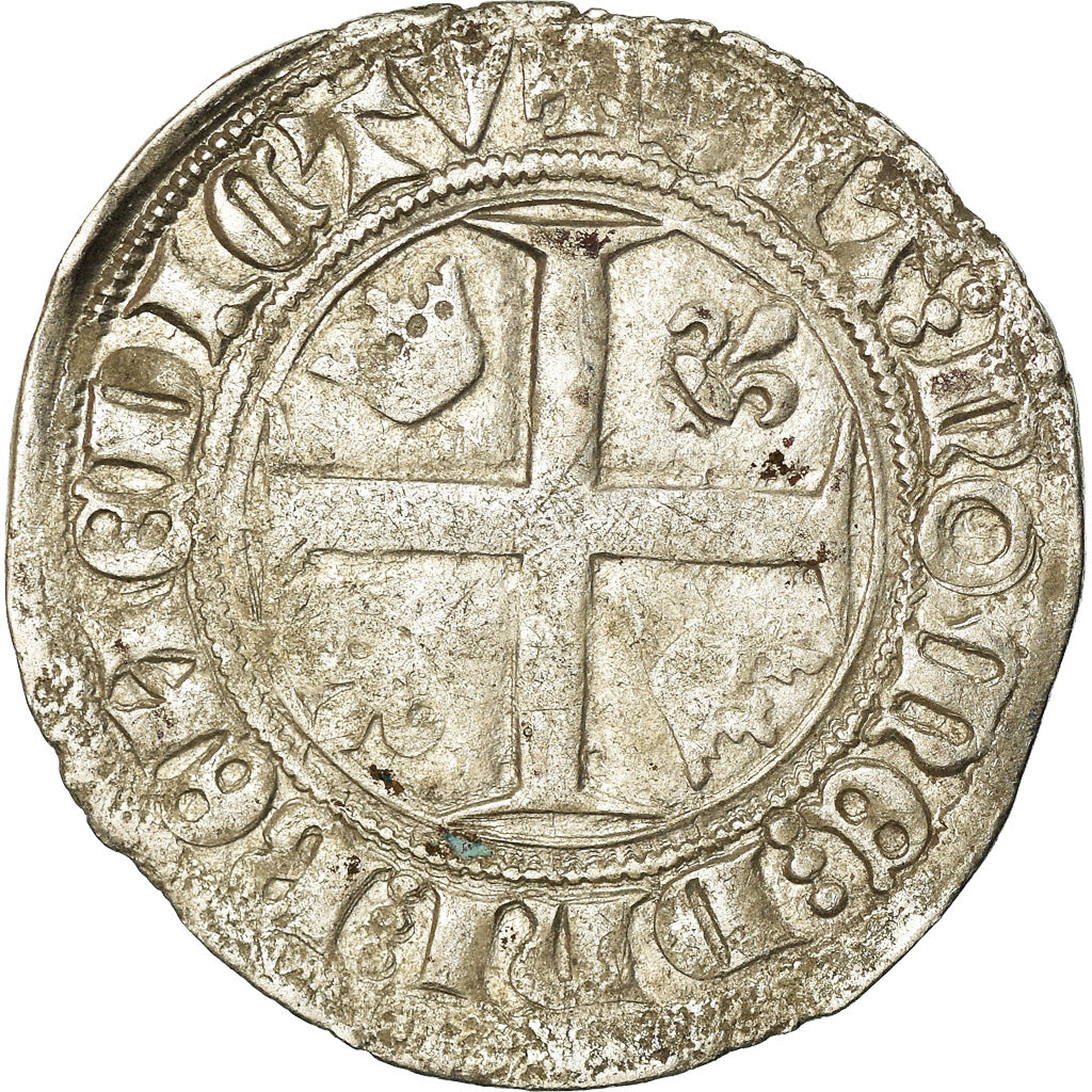 Moneta, Francja, Charles VI, Blanc Guénar, Tournai, VF(30-35), Bilon