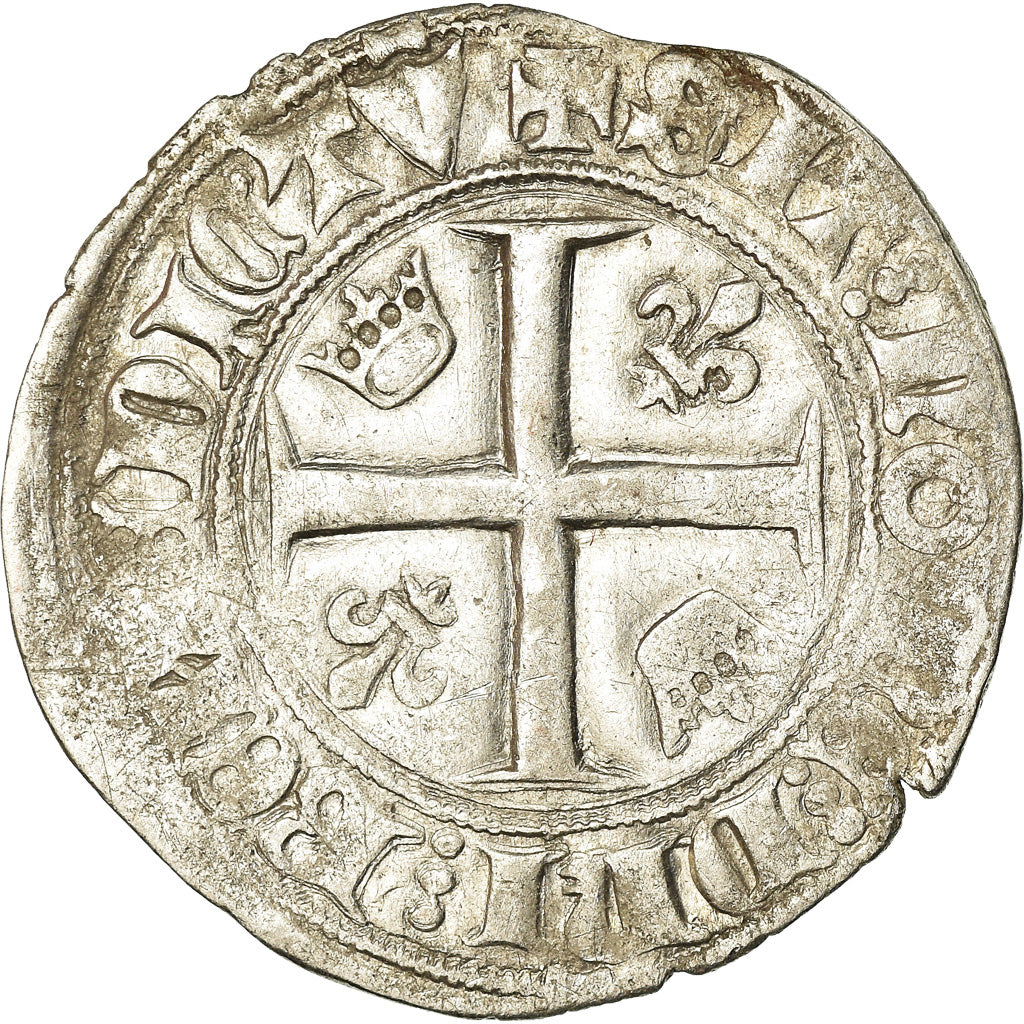 Monnaie, France, Charles VI, Blanc Guénar, Tournai, TB+, Billon, Duplessy:377A