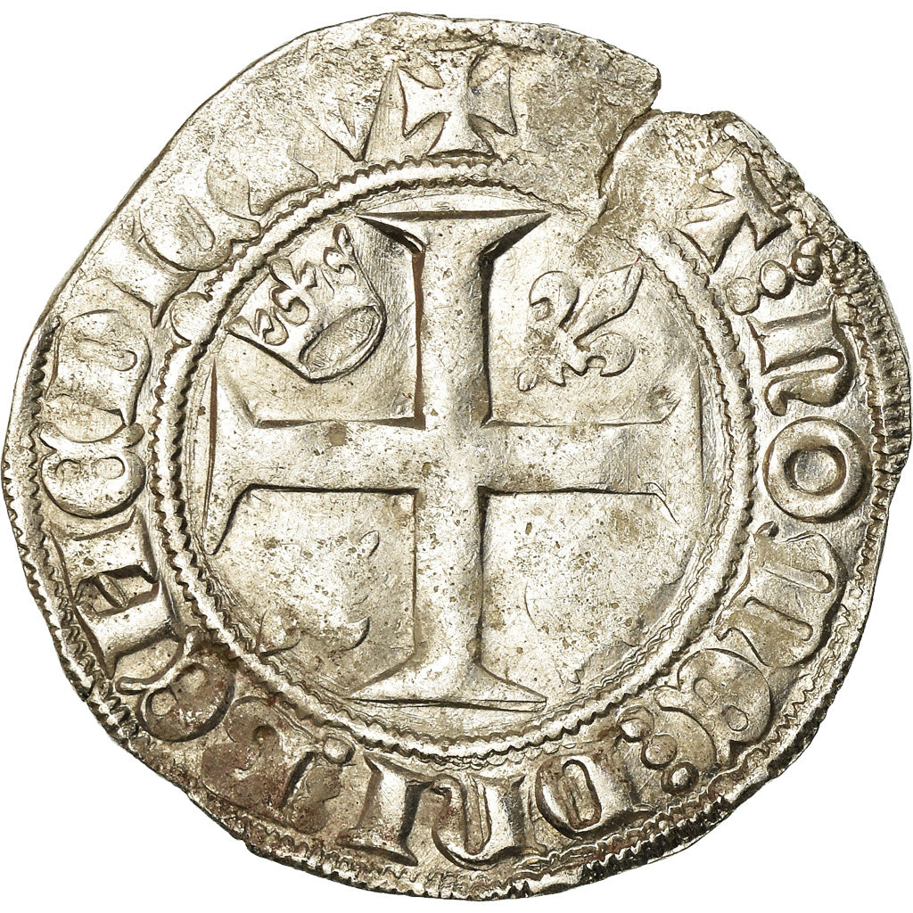 Moneda, Francia, Charles VI, Blanc Guénar, Tournai, BC+, Vellón, Duplessy:377A