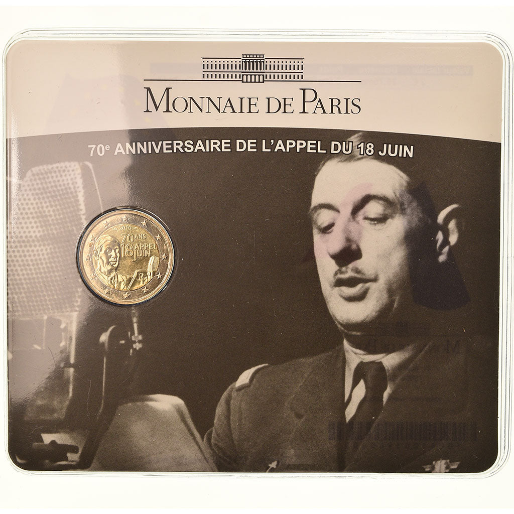 França, 2 Euro, Charles De Gaulle, Appel du 18 juin 1940, 2010, BU, MS(65-70)