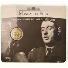 França, 2 Euro, Charles De Gaulle, Appel du 18 juin 1940, 2010, BU, MS(65-70)