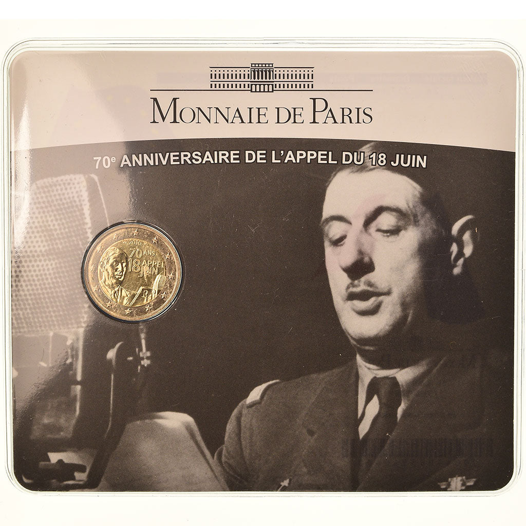France, 2 Euro, Charles De Gaulle, Appel du 18 juin 1940, 2010, BU, FDC