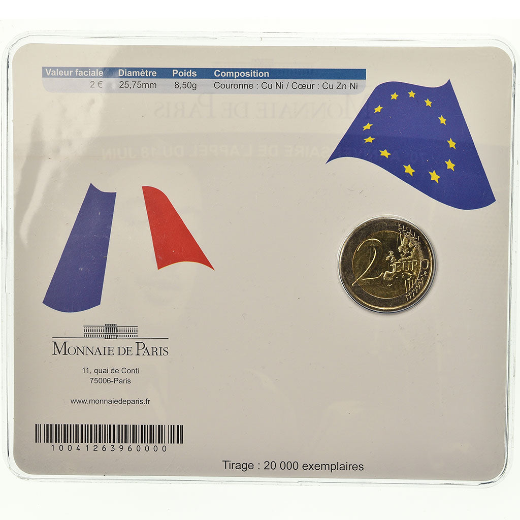Francia, 2 Euro, Charles De Gaulle, Appel du 18 juin 1940, 2010, BU, FDC