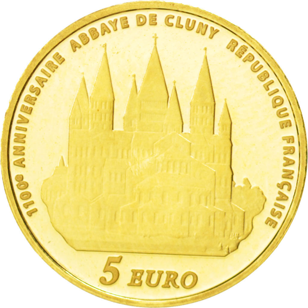 France, 5 Euro, 2010, Cluny Abbaye, Or, KM:1680