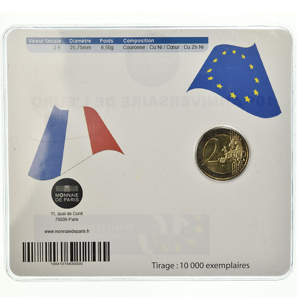 France, 2 Euro, 10ème Anniversaire de l'Euro, 2012, BU, MS(65-70), Bi-Metallic