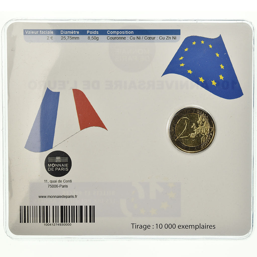 France, 2 Euro, 10ème Anniversaire de l'Euro, 2012, BU, MS(65-70), Bi-Metallic