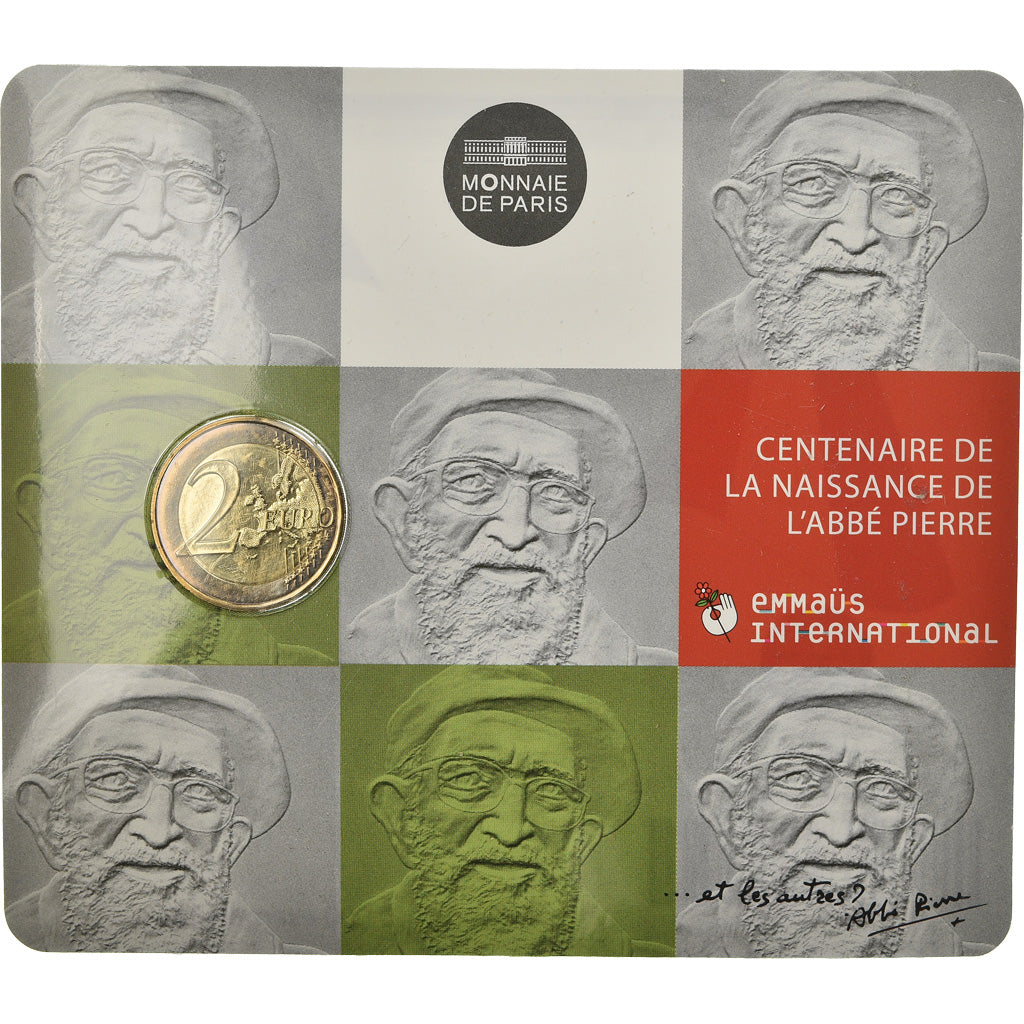 France, 2 Euro, Abbé Pierre, 2012, BU, MS(65-70), Bi-Metallic