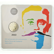 France, 2 Euro, Pierre de Coubertin, 2013, BU, MS(65-70), Bi-Metallic