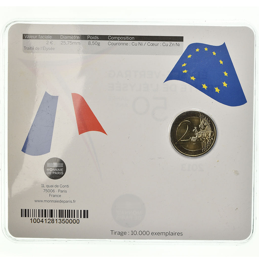 France, 2 Euro, Traité de l'Elysée, 2013, BU, FDC, Bi-Metallic