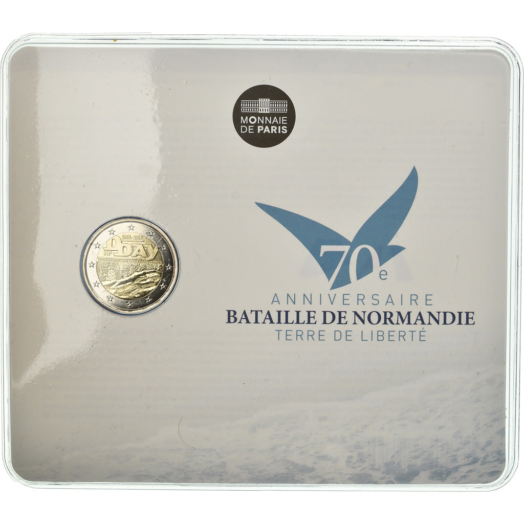 France, 2 Euro, Bataille de Normandie - DDAY, 2014, BU, MS(65-70), Bi-Metallic