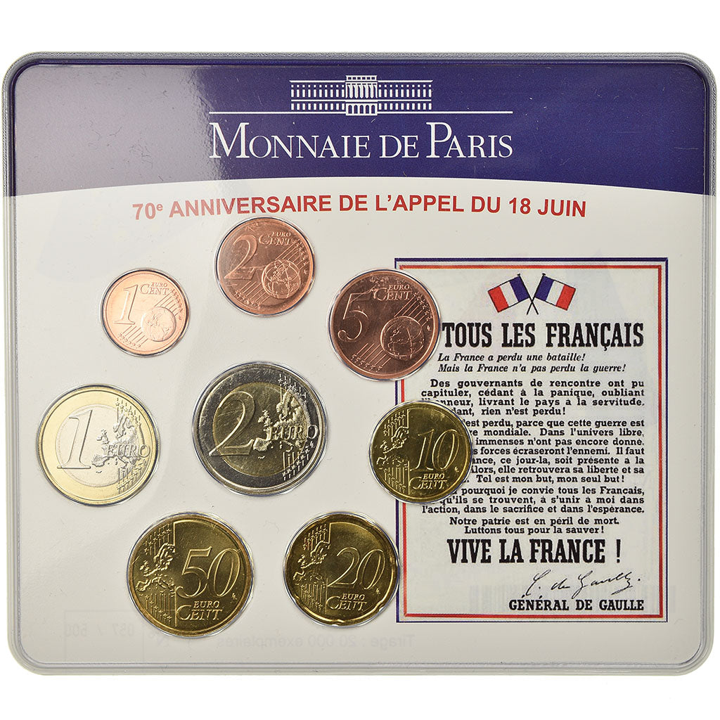 Frankrijk, Set, Charles De Gaulle, Appel du 18 juin 1940, 2010, 1c à 2€, FDC