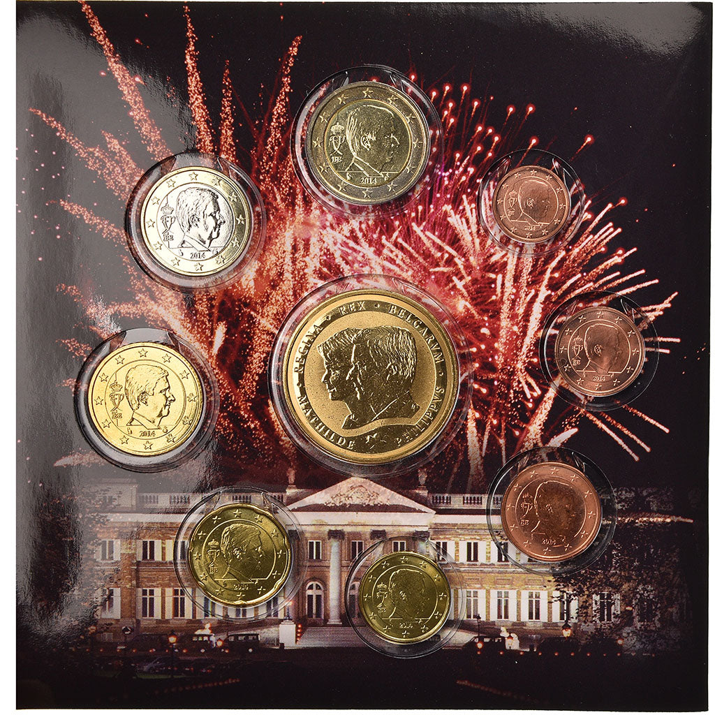 Belgium, Set, Philippe , roi des Belges, 2014, 1c à 2€ + jeton, MS(65-70)