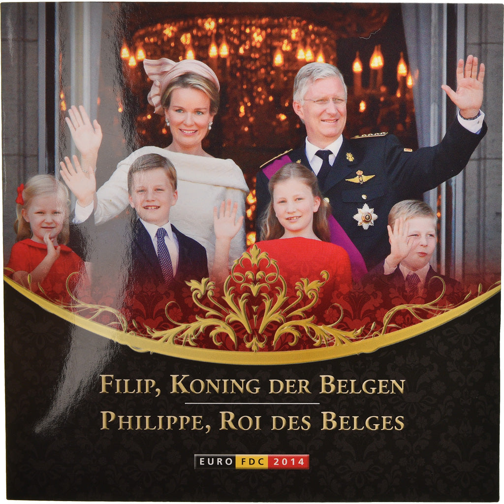 Belgium, Set, Philippe , roi des Belges, 2014, 1c à 2€ + jeton, MS(65-70)