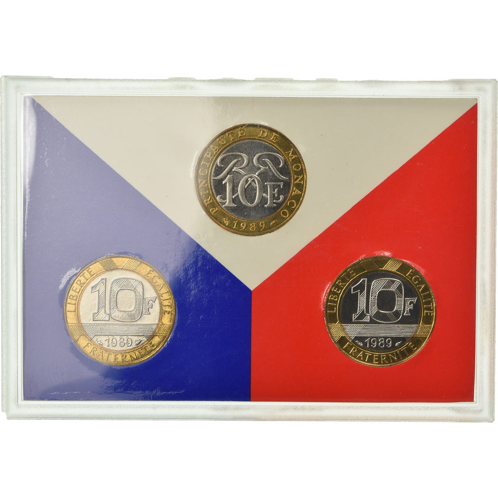 Monnaie, France, Coffret, 1989, 3 X 10 Fr dont Montesquieu, FDC, Bi-Metallic