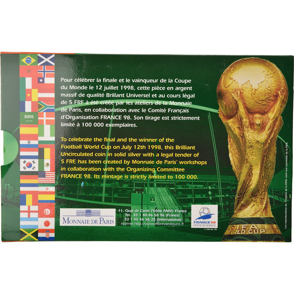 Coin, France, Coupe du Monde, 5 Francs, 1998, BU, MS(65-70), Silver