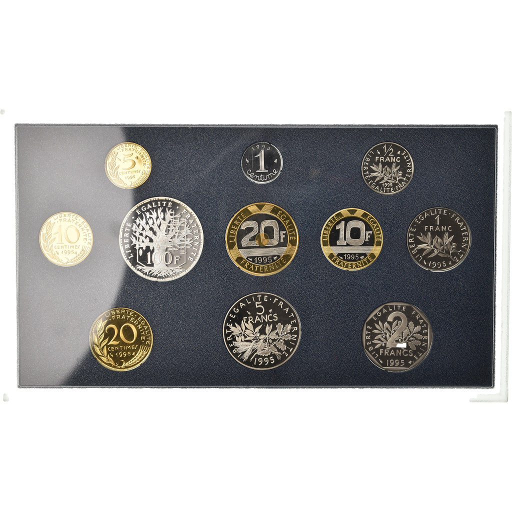 Coin, France, Proof Set Franc, 1995, Paris, 1c à 100 Fr, MS(65-70)