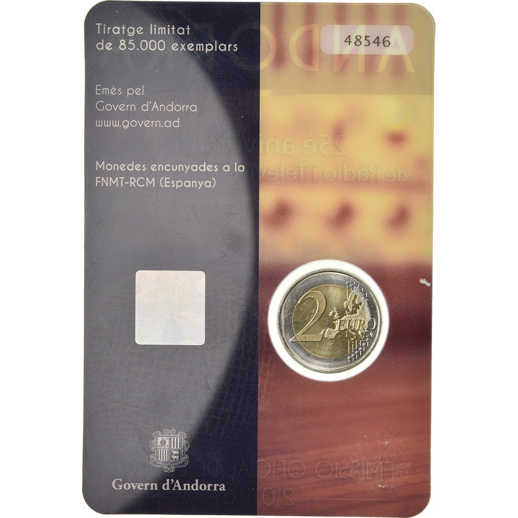 Andorra, 2 Euro, Radio et Télévision, 2016, BU, MS(65-70), Bi-Metallic