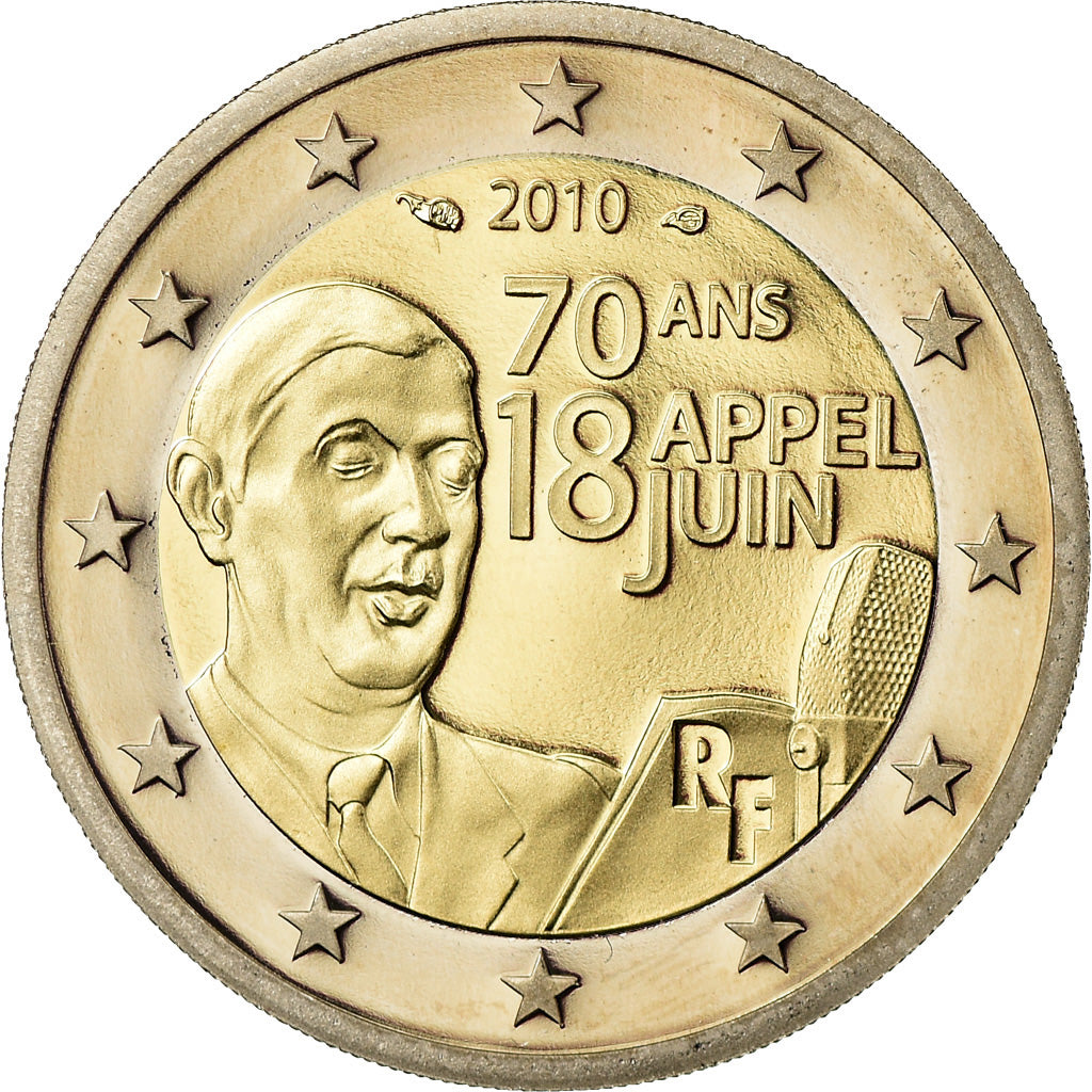 Francia, 2 Euro, Charles De Gaulle, Appel du 18 juin 1940, 2010, BE, FDC