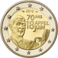 France, 2 Euro, Charles De Gaulle, Appel du 18 juin 1940, 2010, BE, MS(65-70)