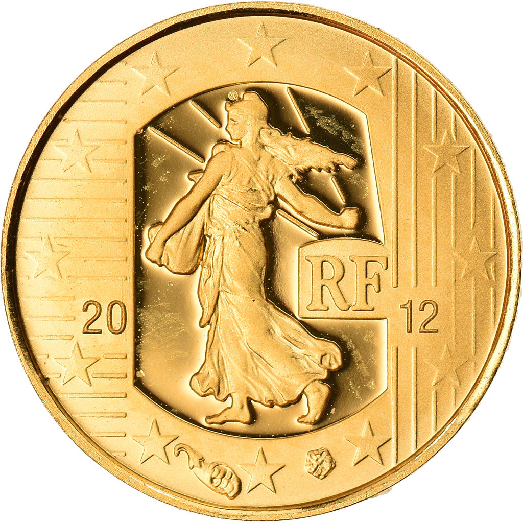 France, 5 Euro, 10 ans de l'Euro, 2012, MS(65-70), Gold