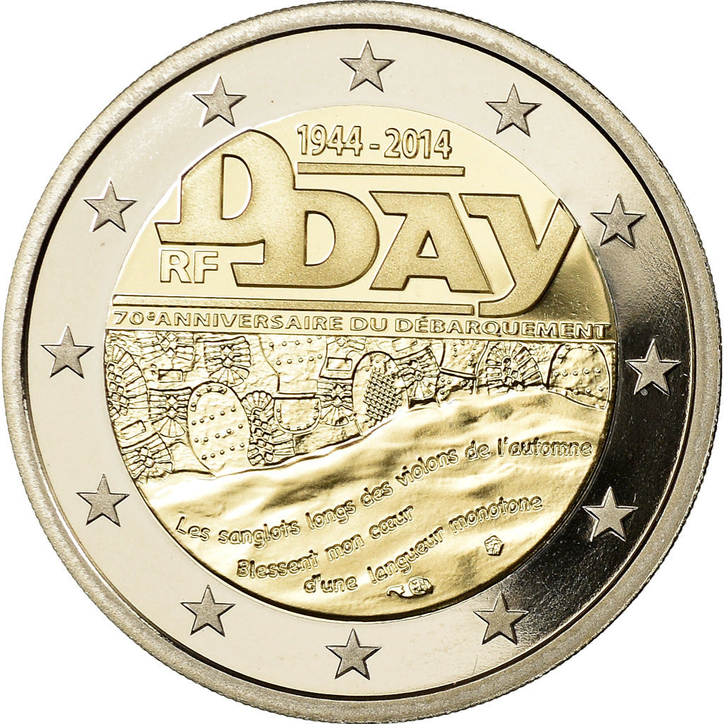 France, 2 Euro, Bataille de Normandie - DDAY, 2014, BE, FDC, Bi-Metallic