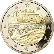 France, 2 Euro, Bataille de Normandie - DDAY, 2014, BE, FDC, Bi-Metallic