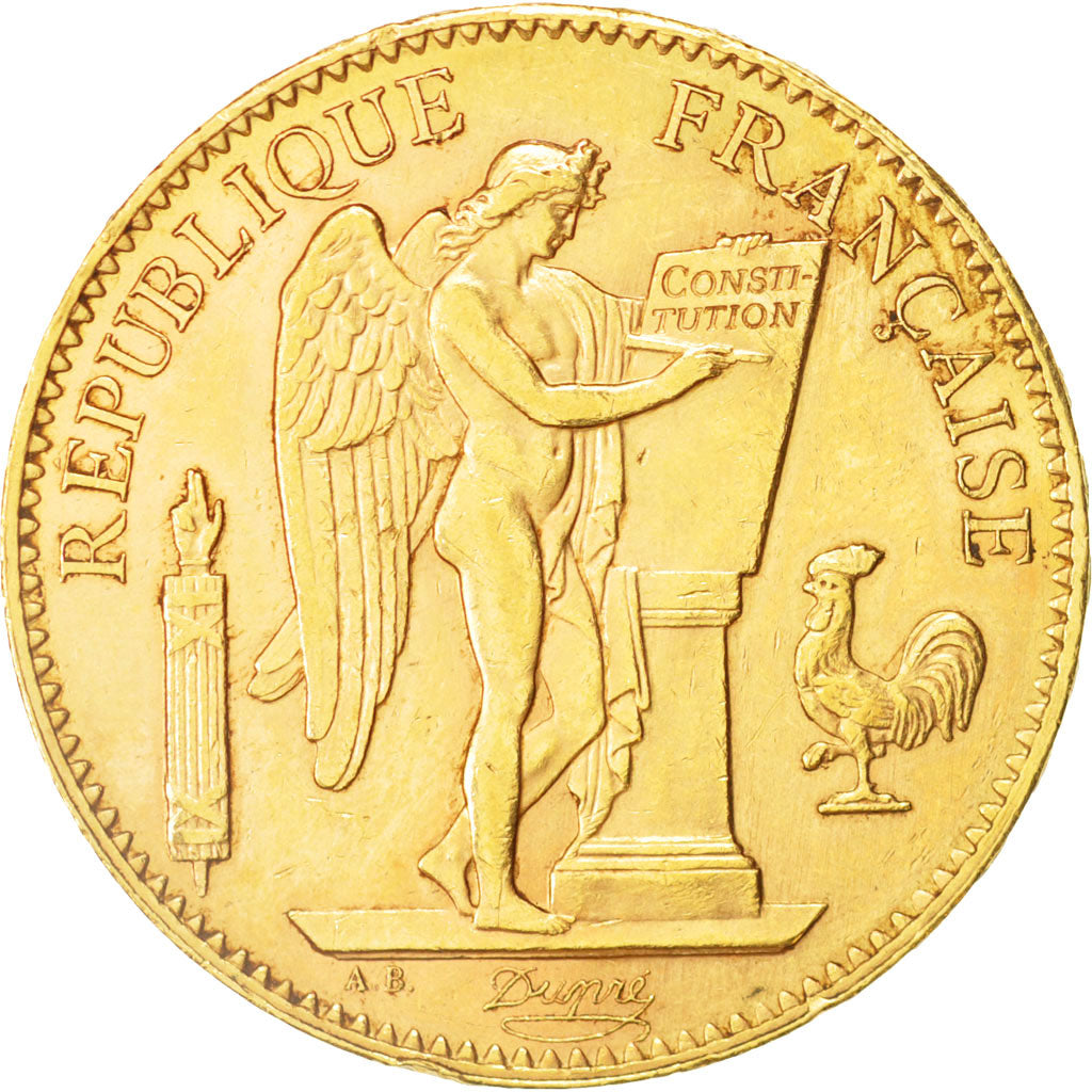 France, 100 Francs, 1908, Paris, AU, Gold, KM:858
