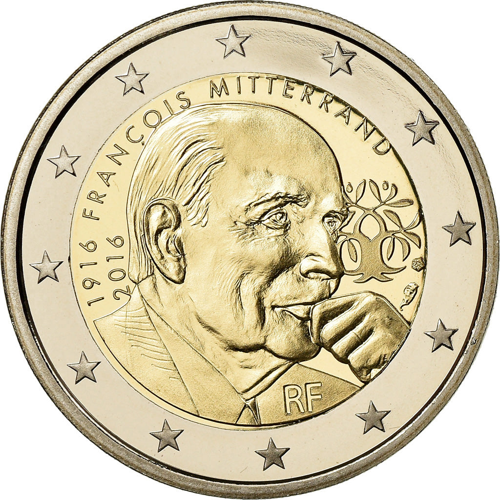France, 2 Euro, François Mitterrand, 2016, BE, MS(65-70), Bi-Metallic