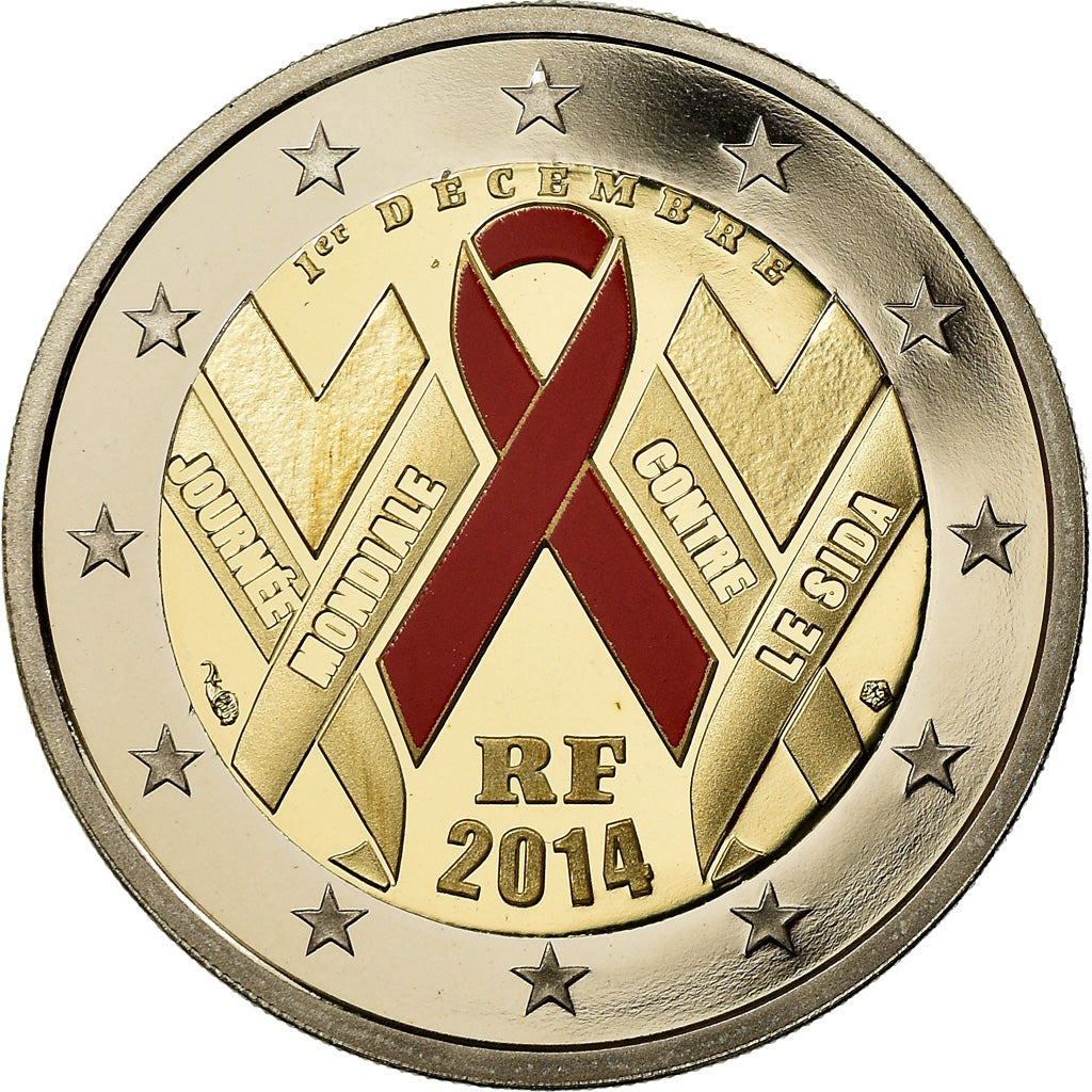 France, 2 Euro, Sidaction, 2014, BE, FDC, Bi-Metallic