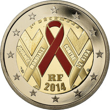 France, 2 Euro, Sidaction, 2014, BE, FDC, Bi-Metallic