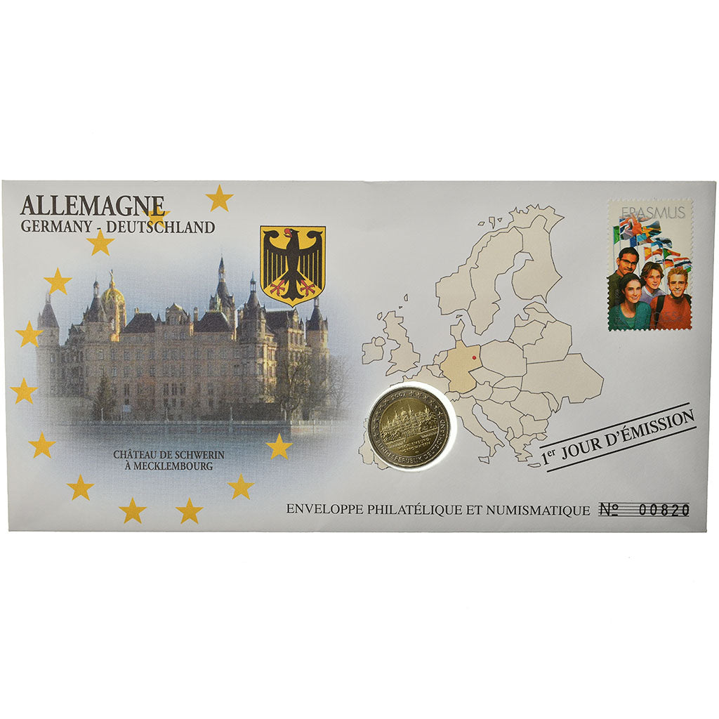 Alemania, 2 Euro, 2007, Enveloppe philatélique numismatique, SC, Bimetálico