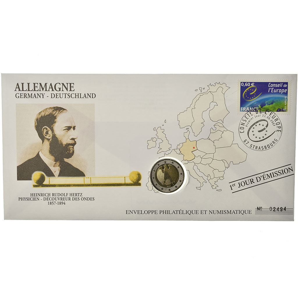 Germany, 2 Euro, 2003, Enveloppe philatélique numismatique, MS(63), Bi-Metallic